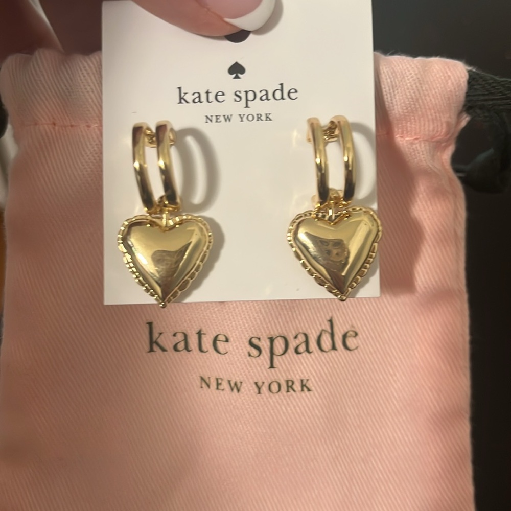 Kate Spade gold heart earrings NWT